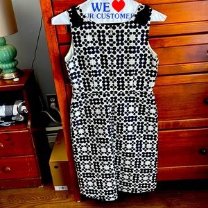 Talbots formal dress size 4P. White with navy flowers. a line